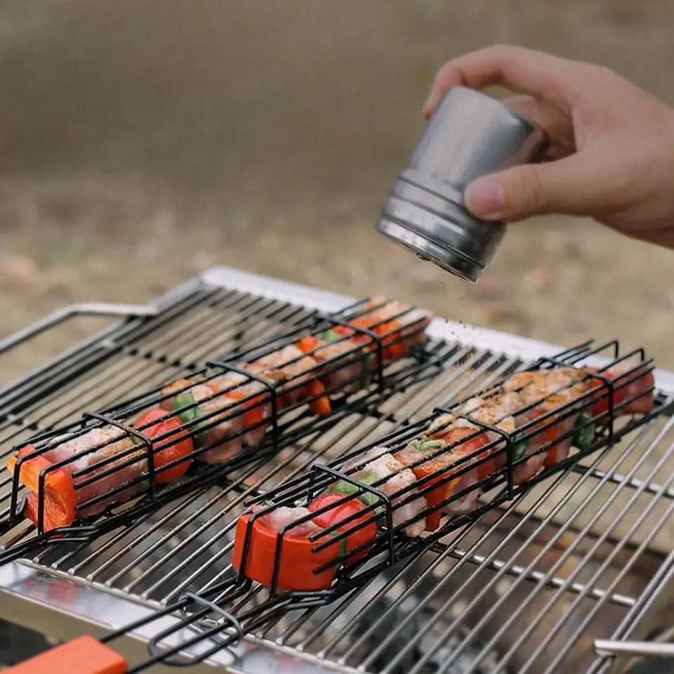 Portable BBQ Grilling Basket, Stainless Steel Nonstick Barbecue Grill Basket, Wooden Handle Barbecue Grill Basket, Barbecue Grill Mesh Rack, Coating Clamp Holder, Barbecue Picnic Camping Tools, Reusable Anti Corrosion Wooden Handle Barbecue Tool Portable BBQ Grilling Basket, Stainless Steel Nonstick Barbecue Grill Basket, Wooden Handle Barbecue Grill Basket, Barbecue Grill Mesh Rack, Coating Clamp Holder, Barbecue Picnic Camping Tools, Reusable Anti Corrosion Wooden Handle Barbecue Tool
